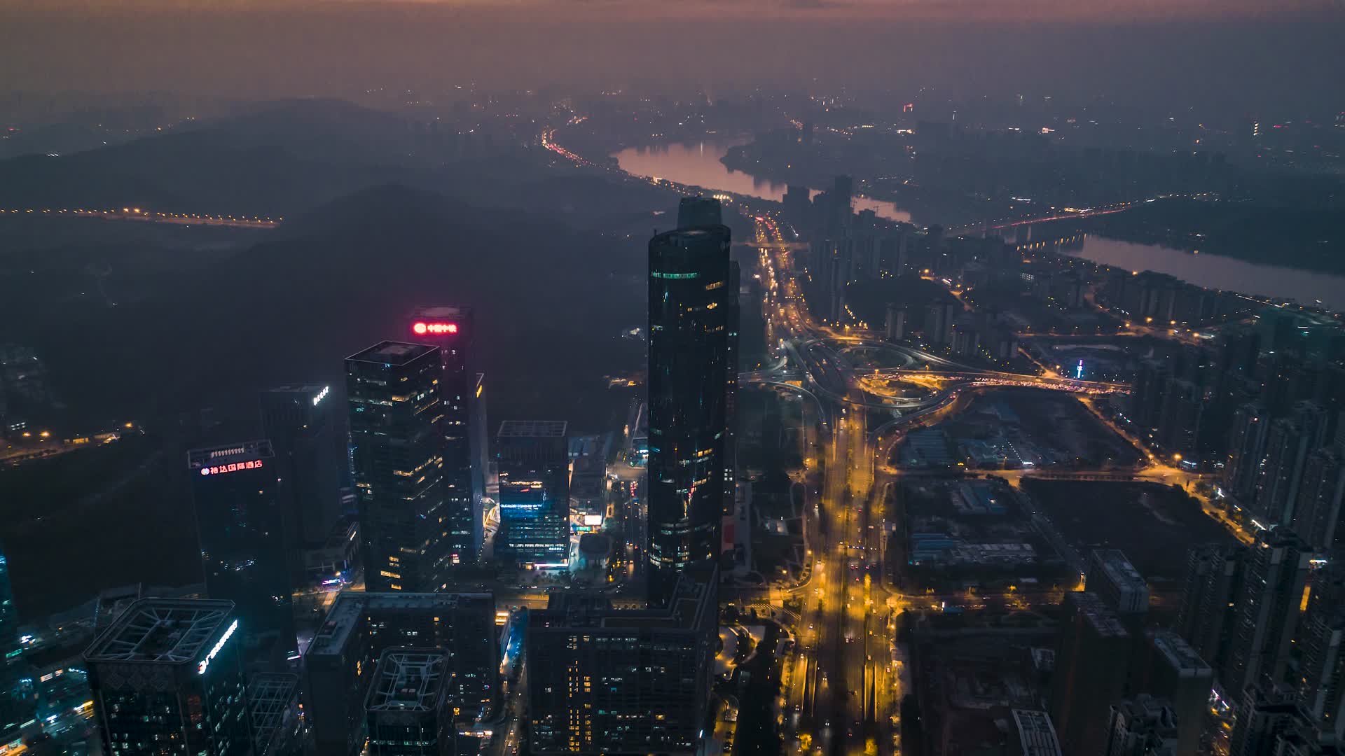 4K航拍南宁地标建筑夜景视频的预览图
