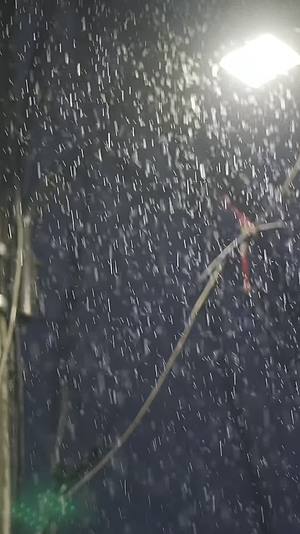 下雨夜晚路灯下的雨水视频的预览图