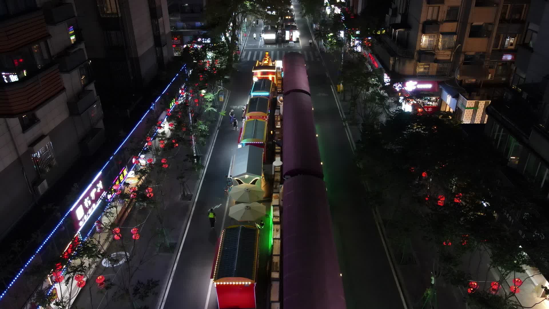城市航拍福州达明路美食街夜景航拍视频的预览图
