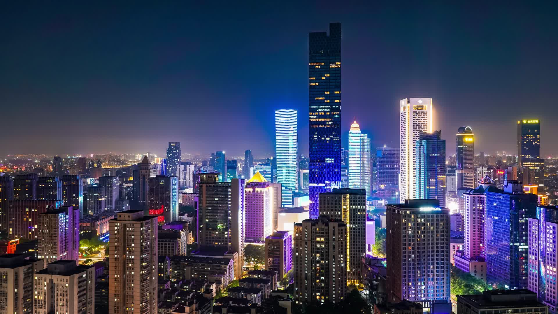 南京城市商圈夜景4k实拍延时视频的预览图