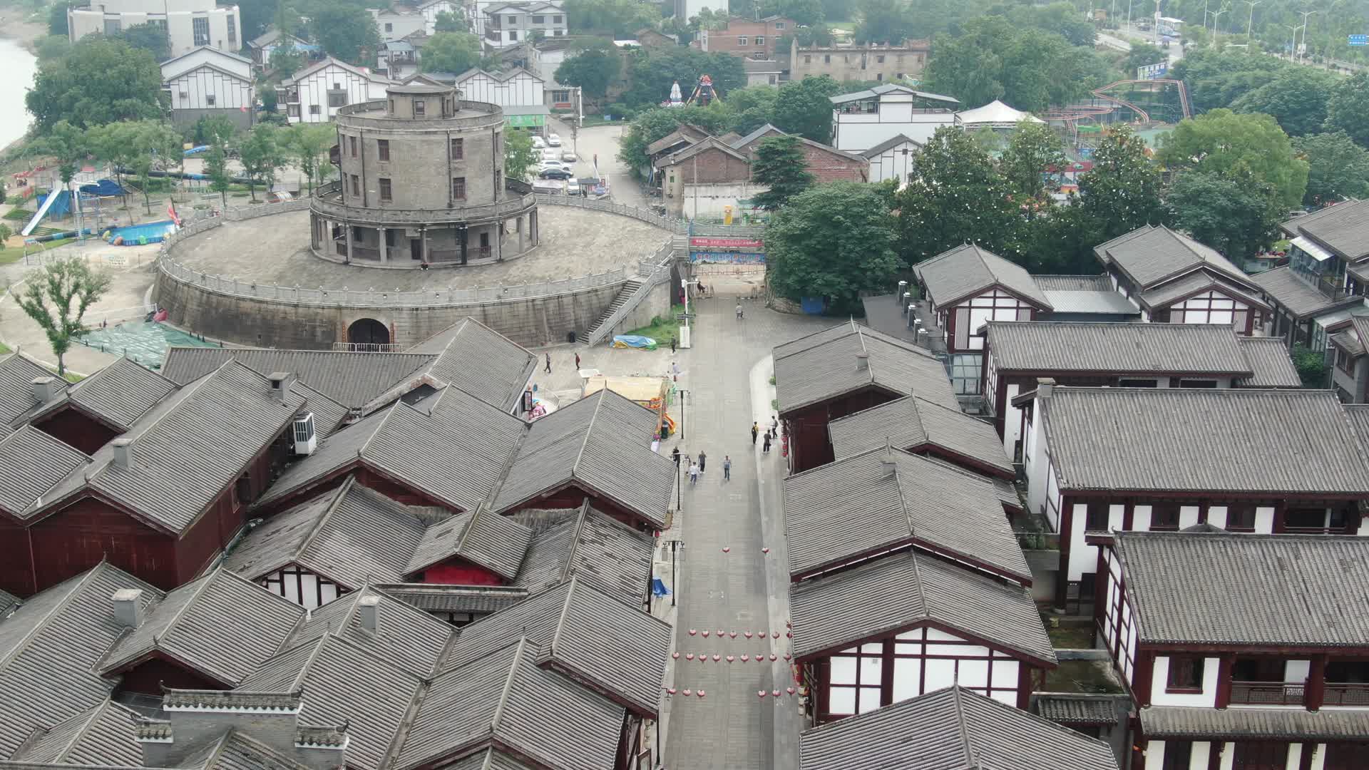 旅游景区湖南湘潭窑湾历史文化古建筑航拍视频的预览图