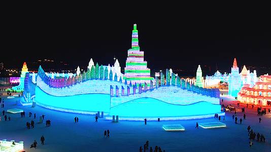 哈尔滨冰雪大世界实拍视频视频的预览图