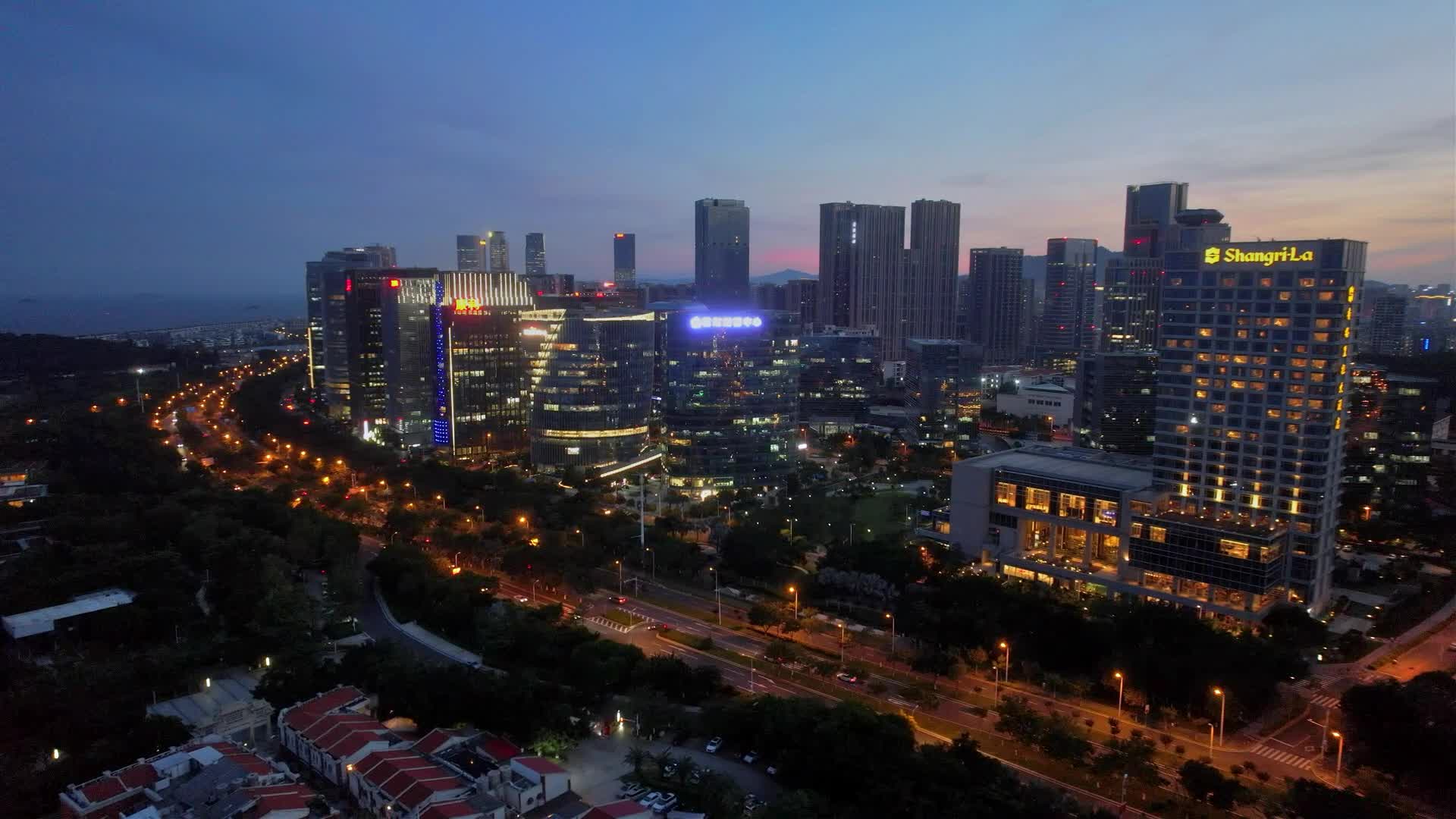 厦门航拍观音山商务中心夜景视频的预览图