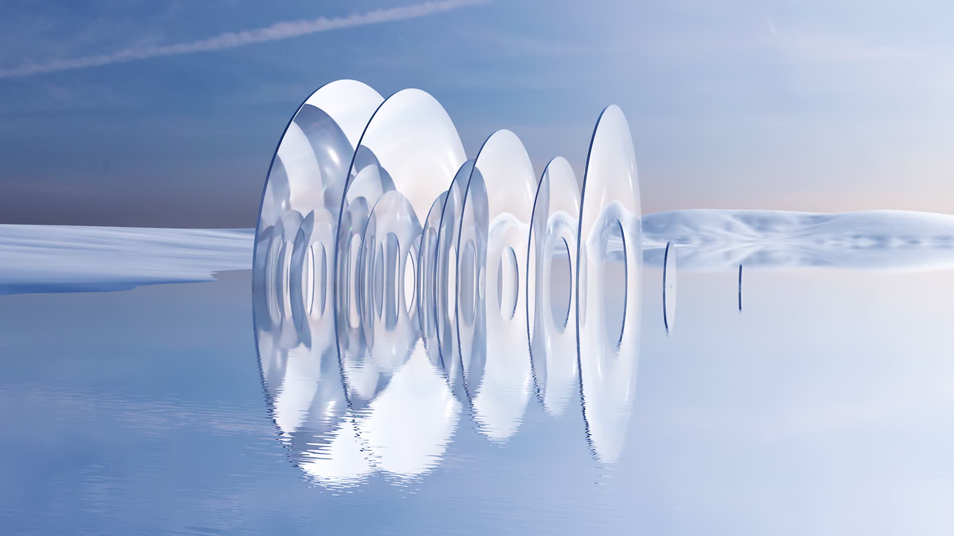 商用三维c4d湖水水面镜子玻璃质感倒影视频的预览图