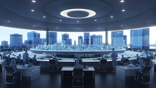 三维c4d全息投影建筑城市中控室控制室视频的预览图