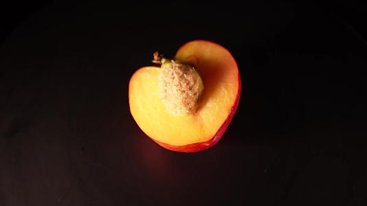 切开的油桃黄桃桃子桃核视频的预览图