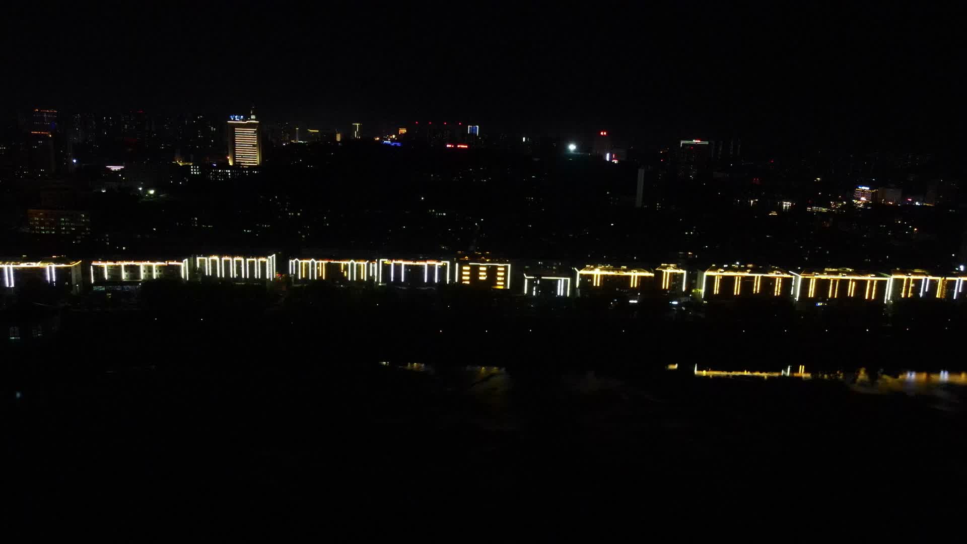 航拍湖南益阳夜景视频的预览图