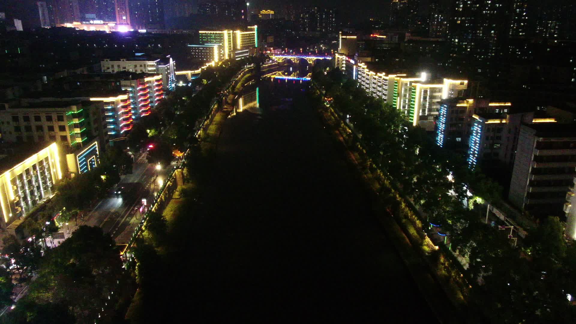 城市航拍湖南邵阳夜景城市建设视频的预览图