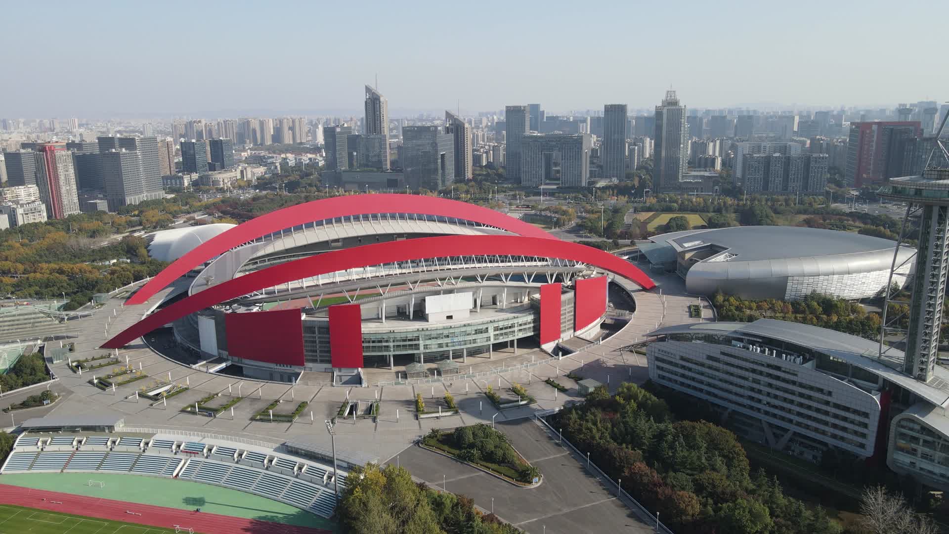 城市航拍南京奥林匹克中心视频的预览图