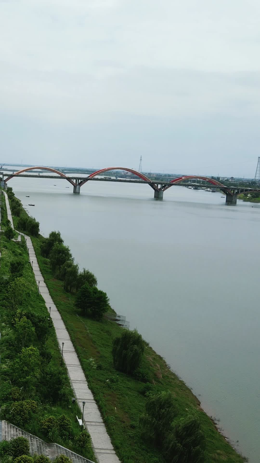 城市航拍湖南益阳龙洲大桥竖屏视频的预览图