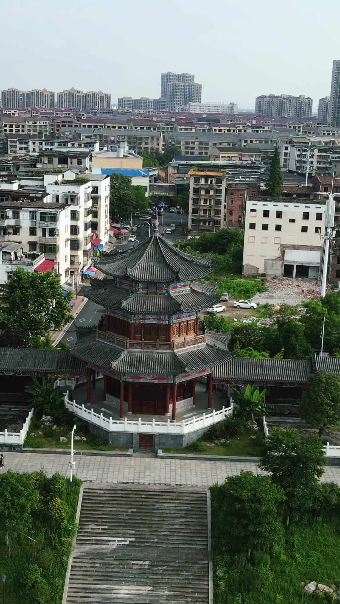 城市航拍湖南益阳文昌阁古建筑视频的预览图