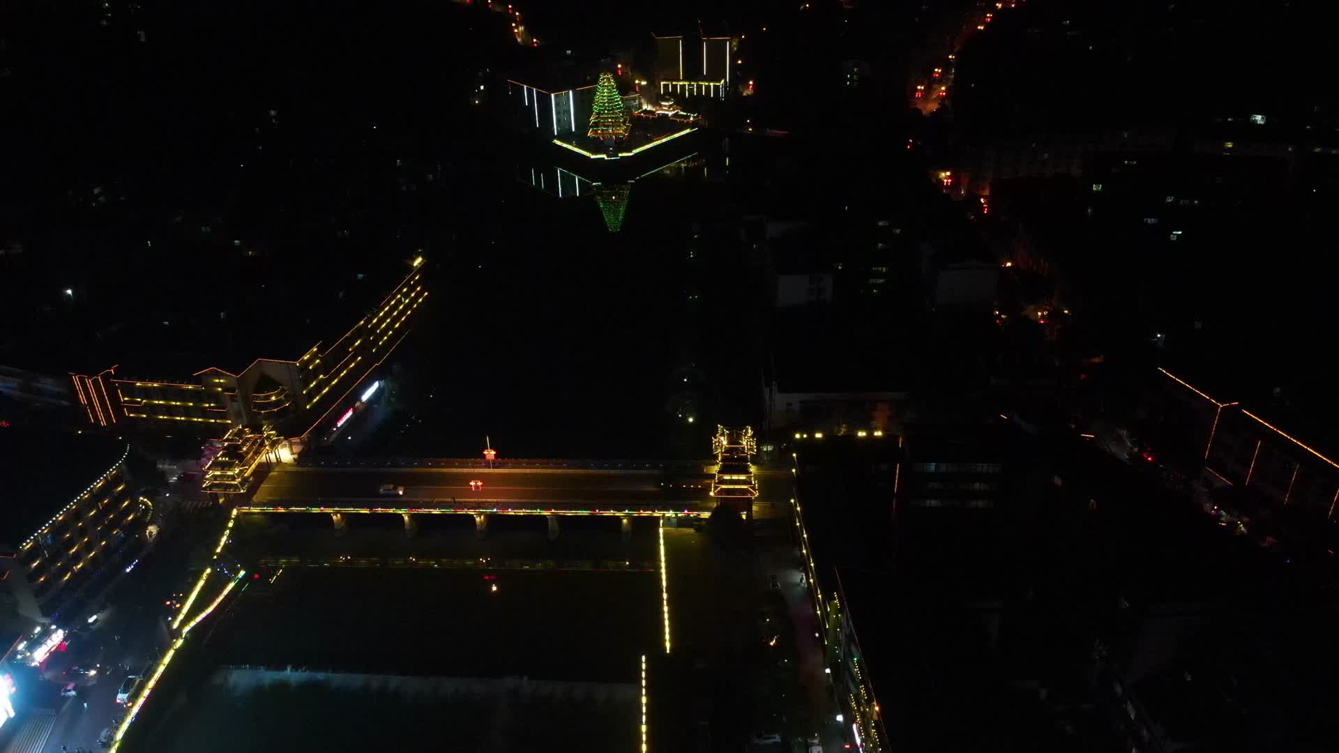 湖南靖州城市夜景航拍视频的预览图