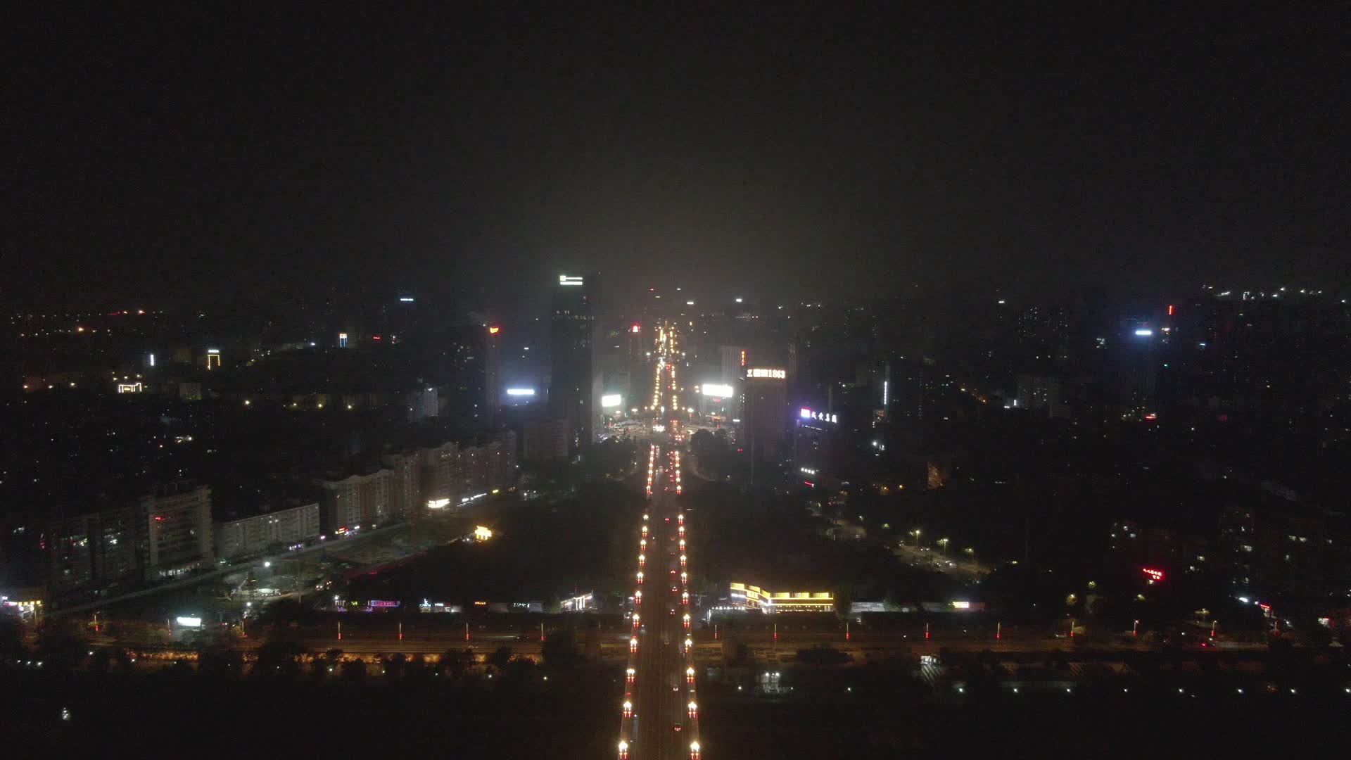 城市航拍株洲城市夜景交通视频的预览图