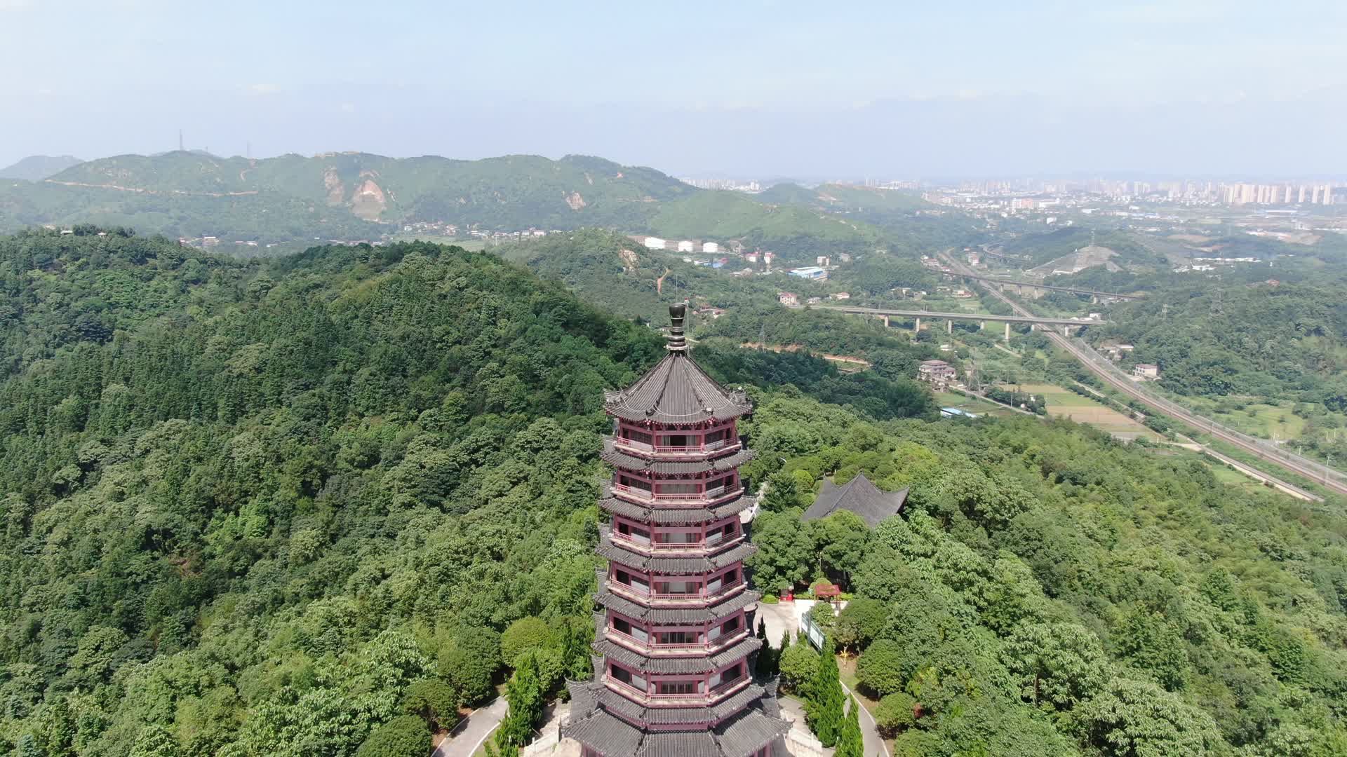 旅游景区湖南湘潭大观园古塔视频的预览图