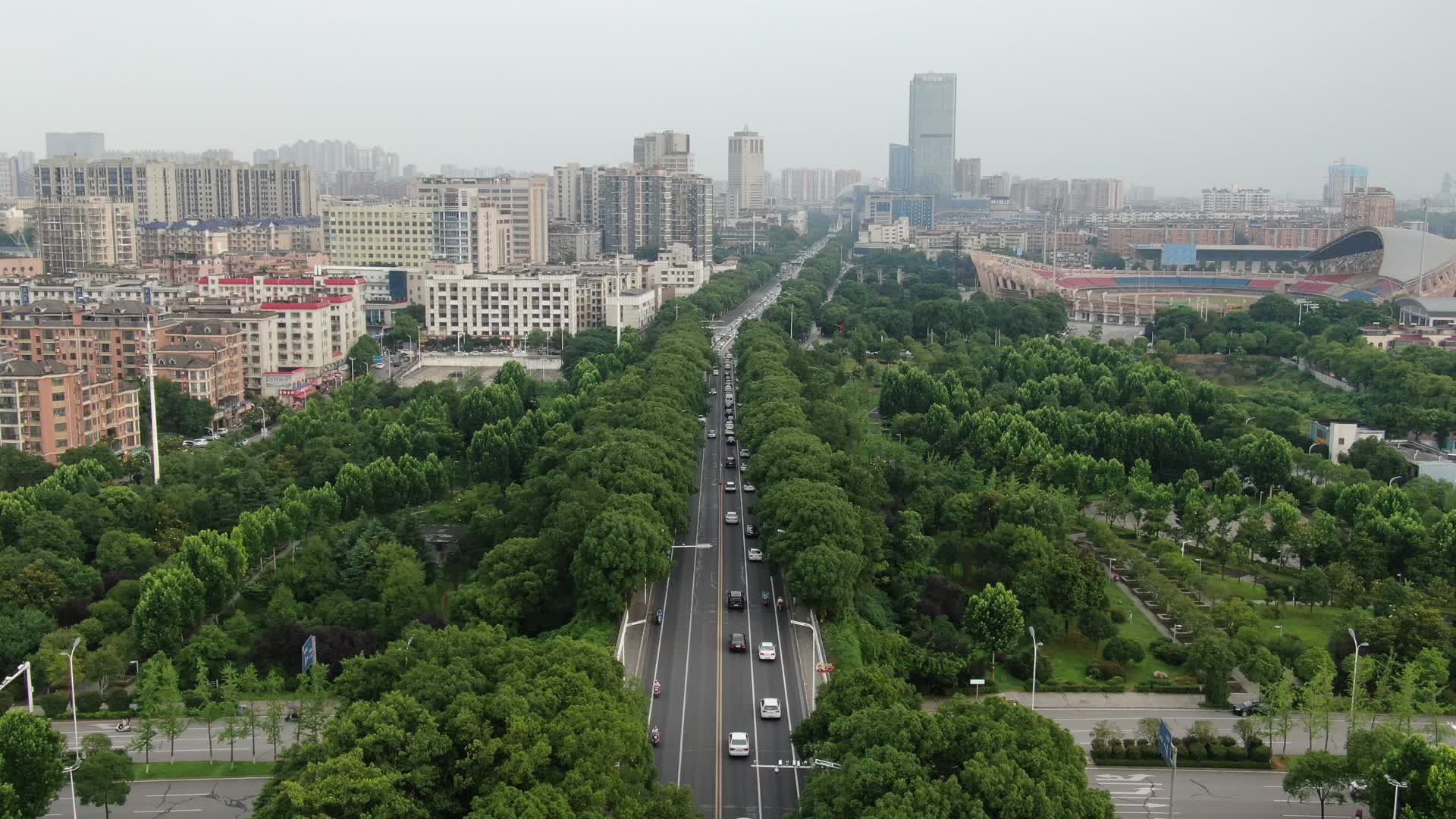 湖南湘潭城市交通航拍视频的预览图