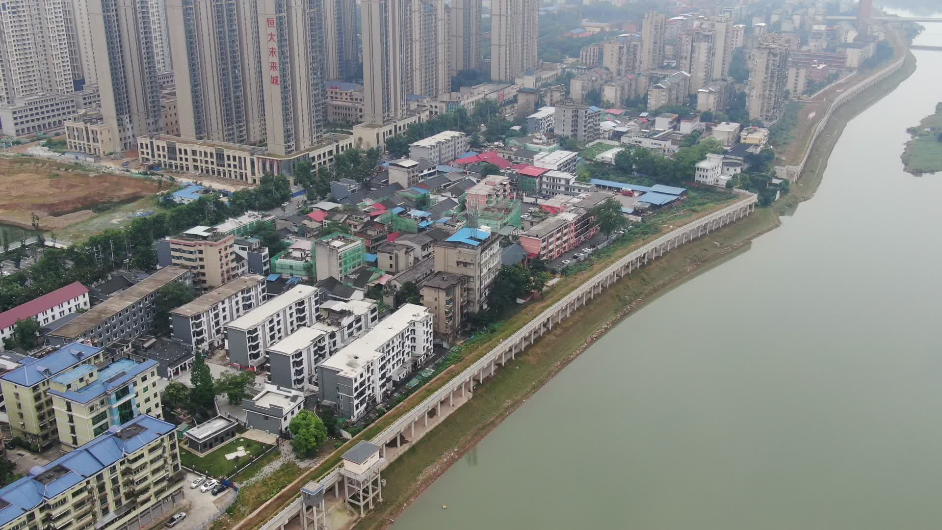 邵阳城市资江风光建筑航拍视频的预览图