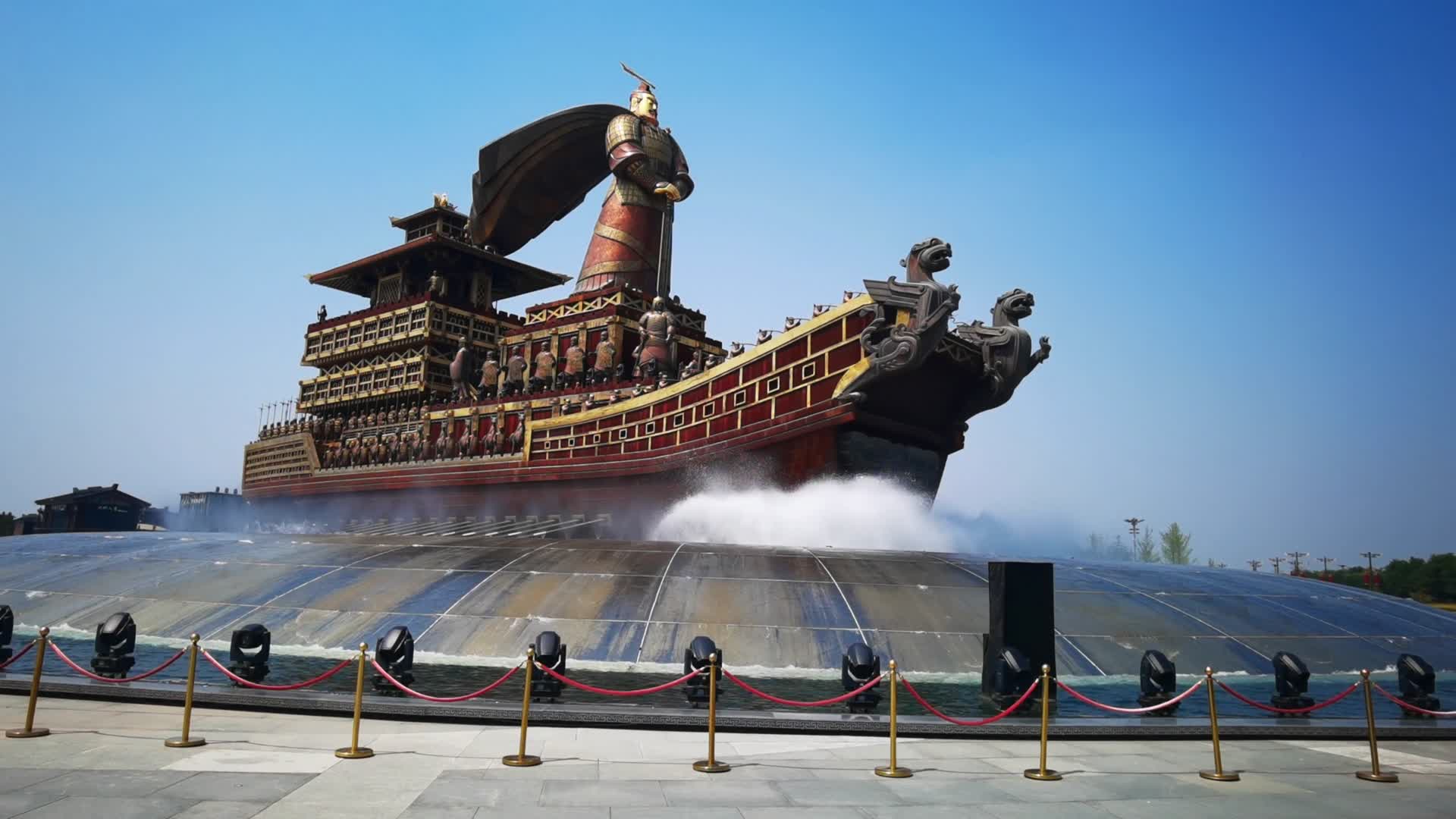 陕西旅游西安昆明池汉武帝雕塑视频的预览图