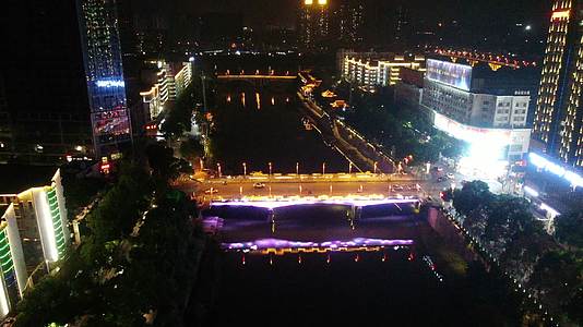 城市航拍湖南邵阳城市夜景航拍视频的预览图