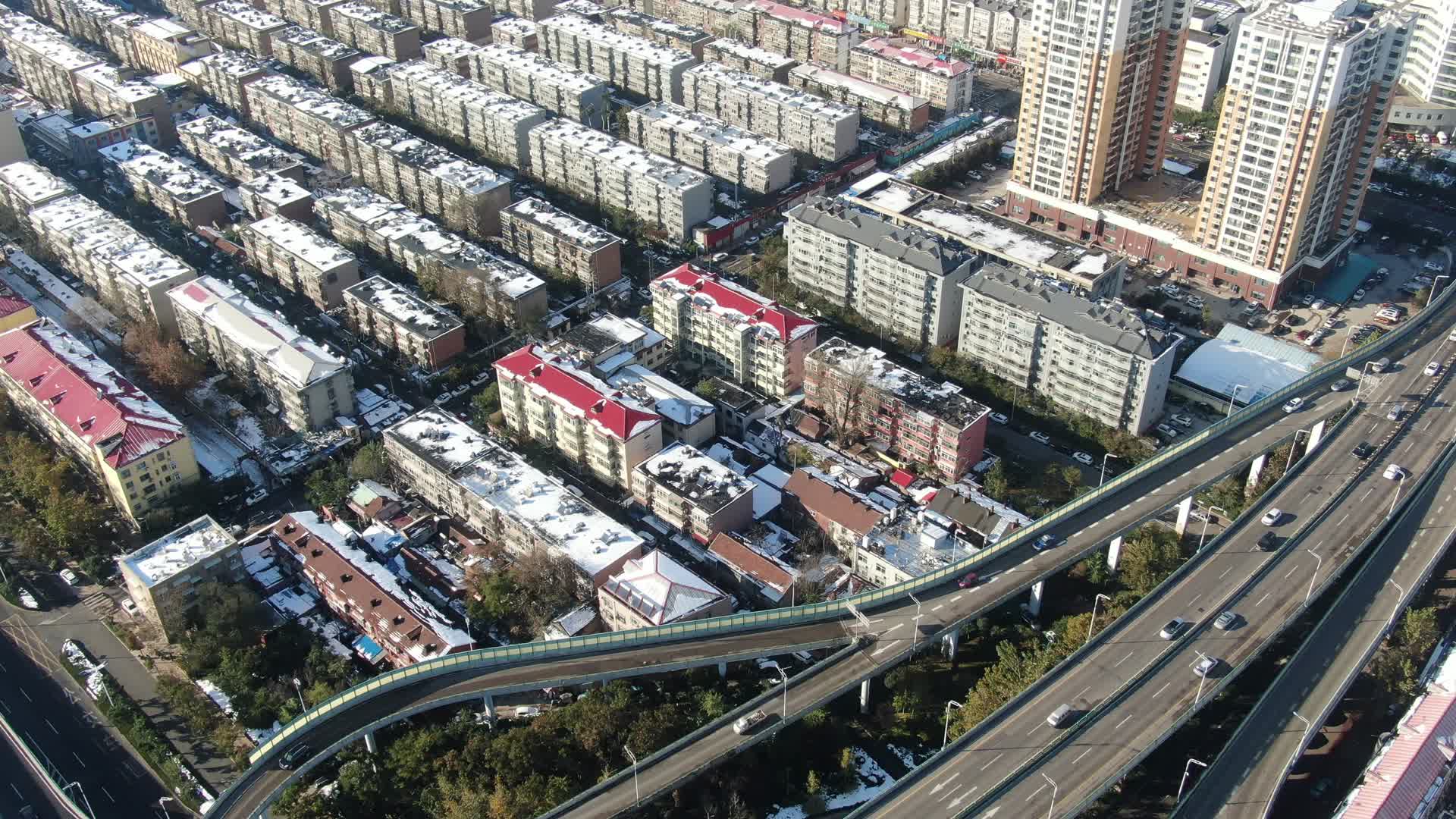 城市航拍济南玉函立交桥交通视频的预览图