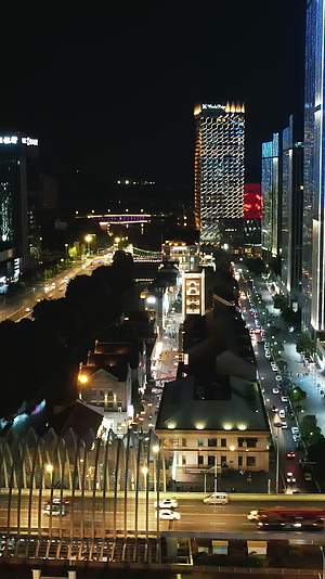 城市航拍武汉城市夜景交通竖屏视频的预览图