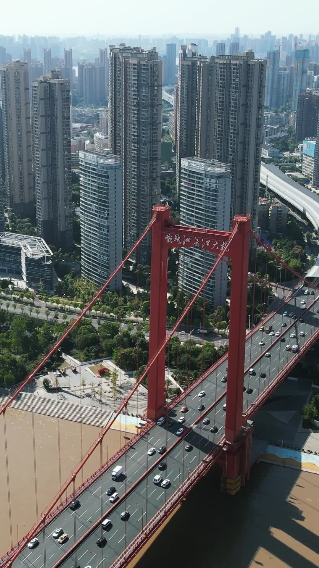 城市航拍武汉城市桥梁交通竖屏航拍视频的预览图