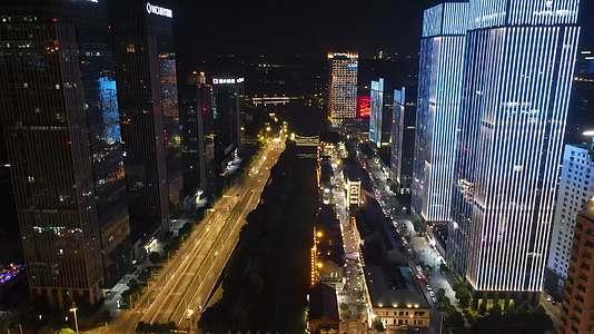 城市航拍湖北武汉城市夜景灯光视频的预览图