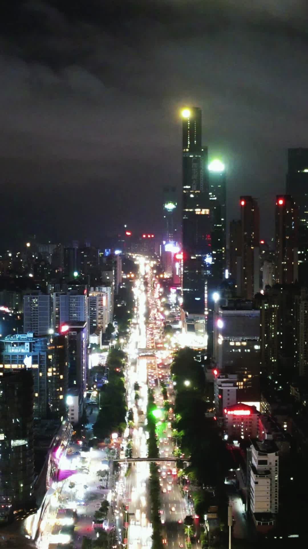 城市延时南宁城市夜景航拍移动延时视频的预览图