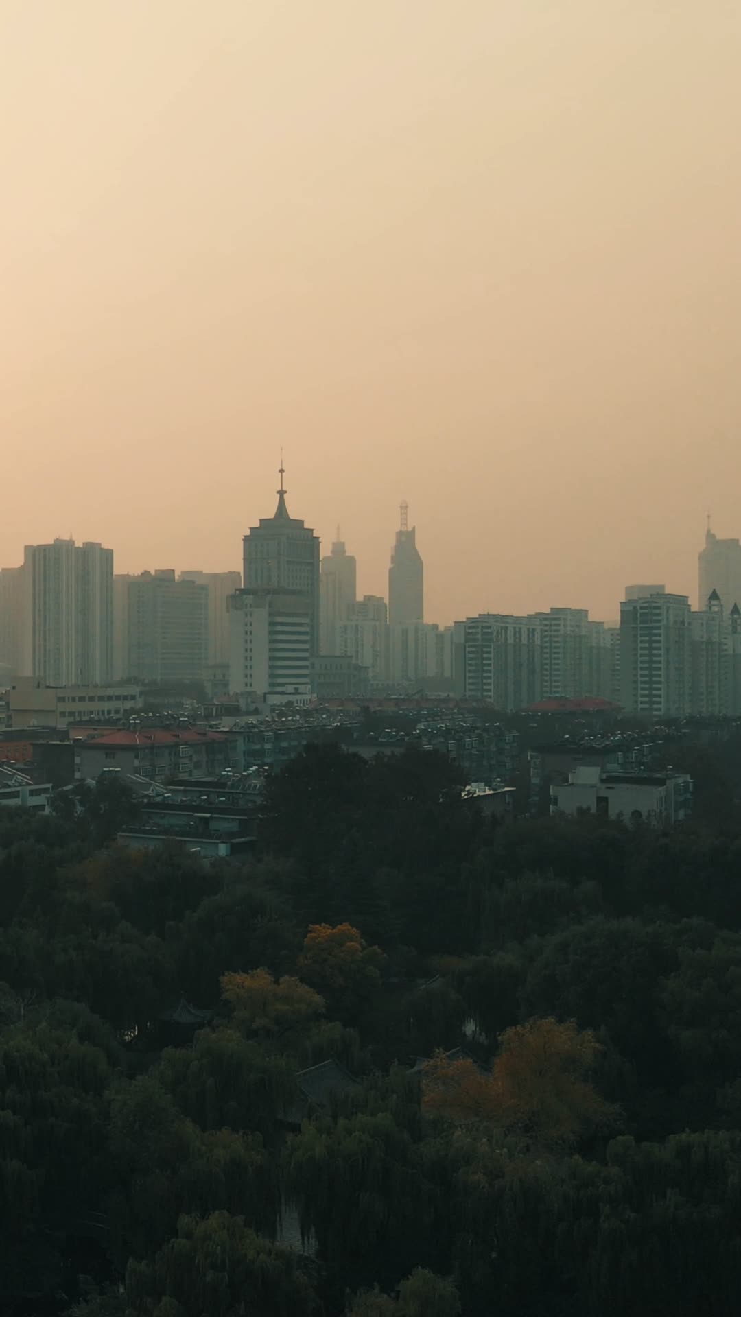 济南城市清晨迷雾竖屏航拍视频的预览图