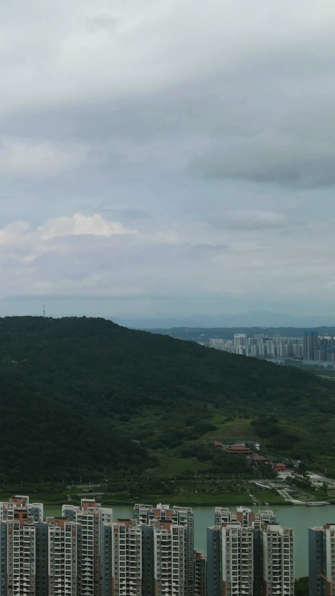 旅游景区南宁青秀山5A景区竖屏延时摄影航拍视频的预览图