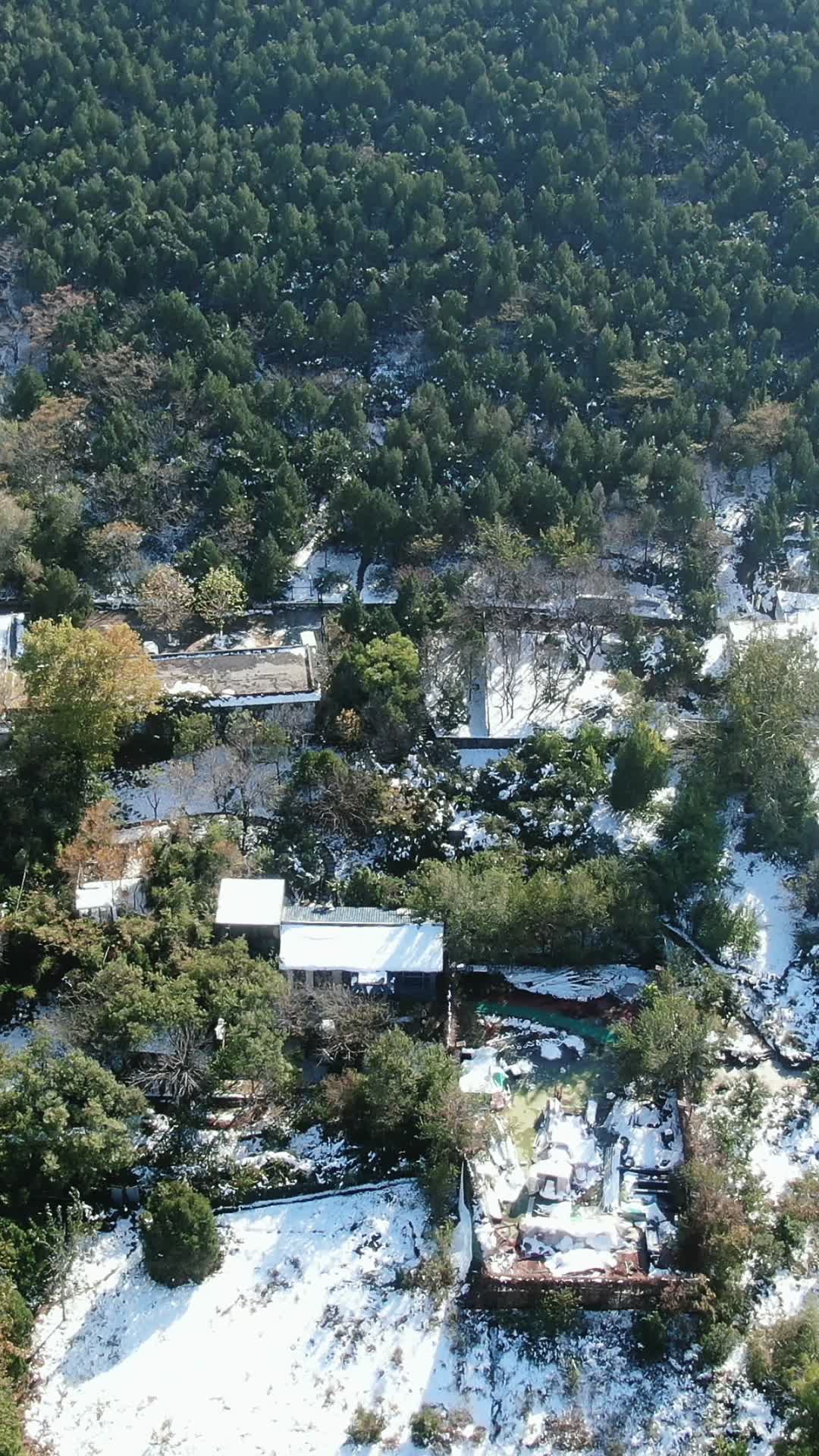 旅游景区济南千佛山冬天雪景竖屏航拍视频的预览图