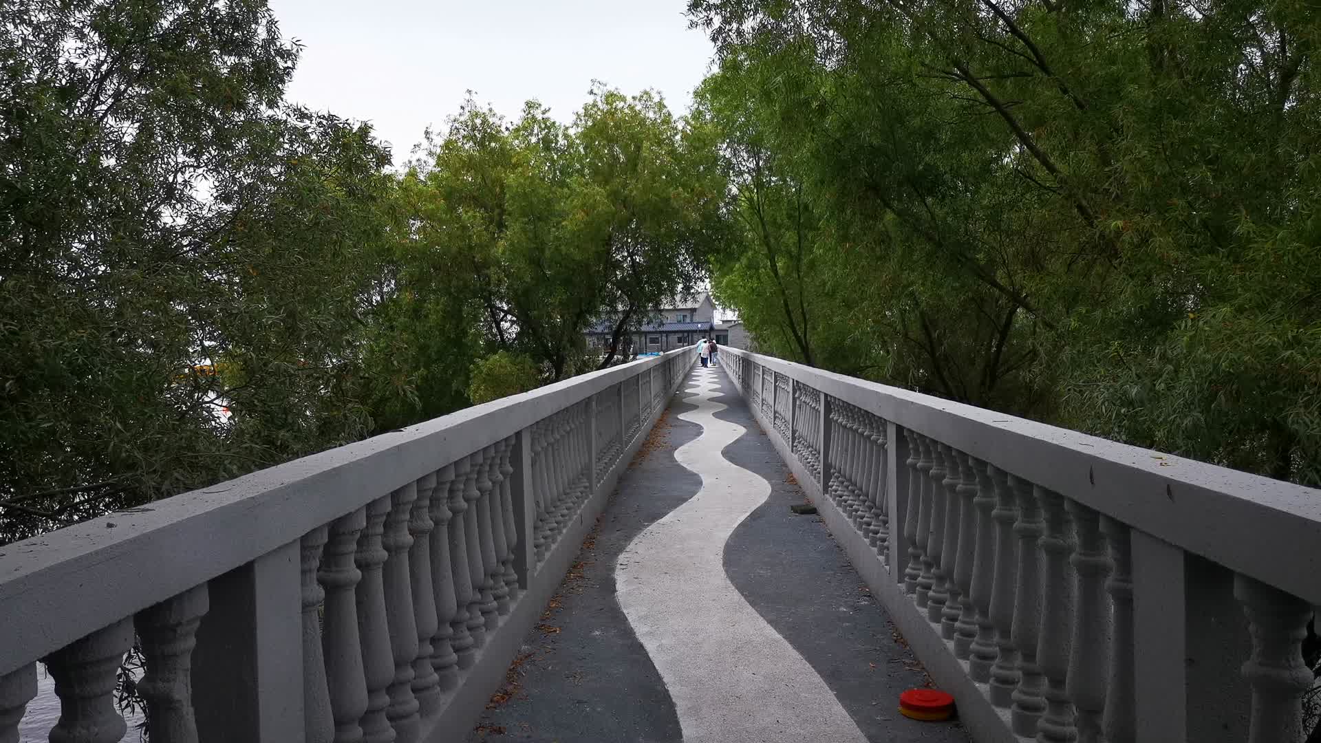 实拍行人背影过桥旅游视频的预览图