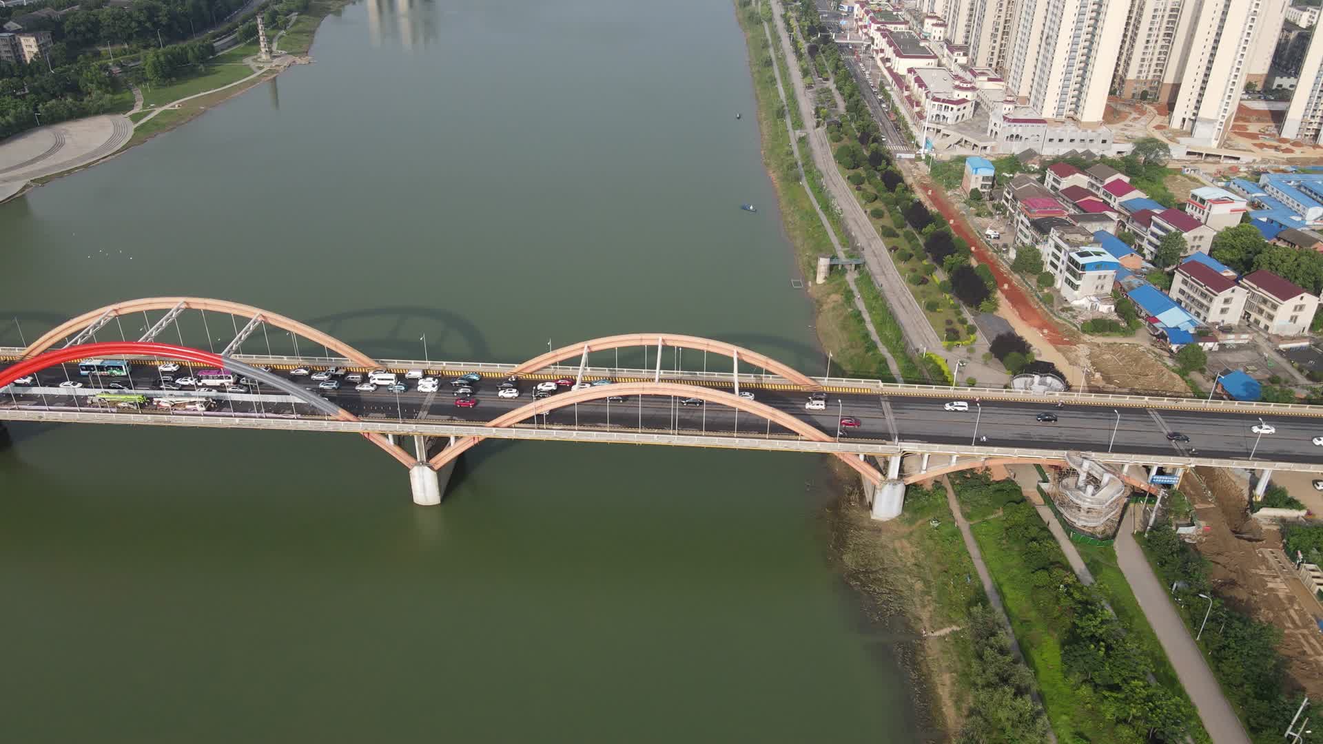 航拍湖南城市航拍湖南益阳资江二桥视频的预览图
