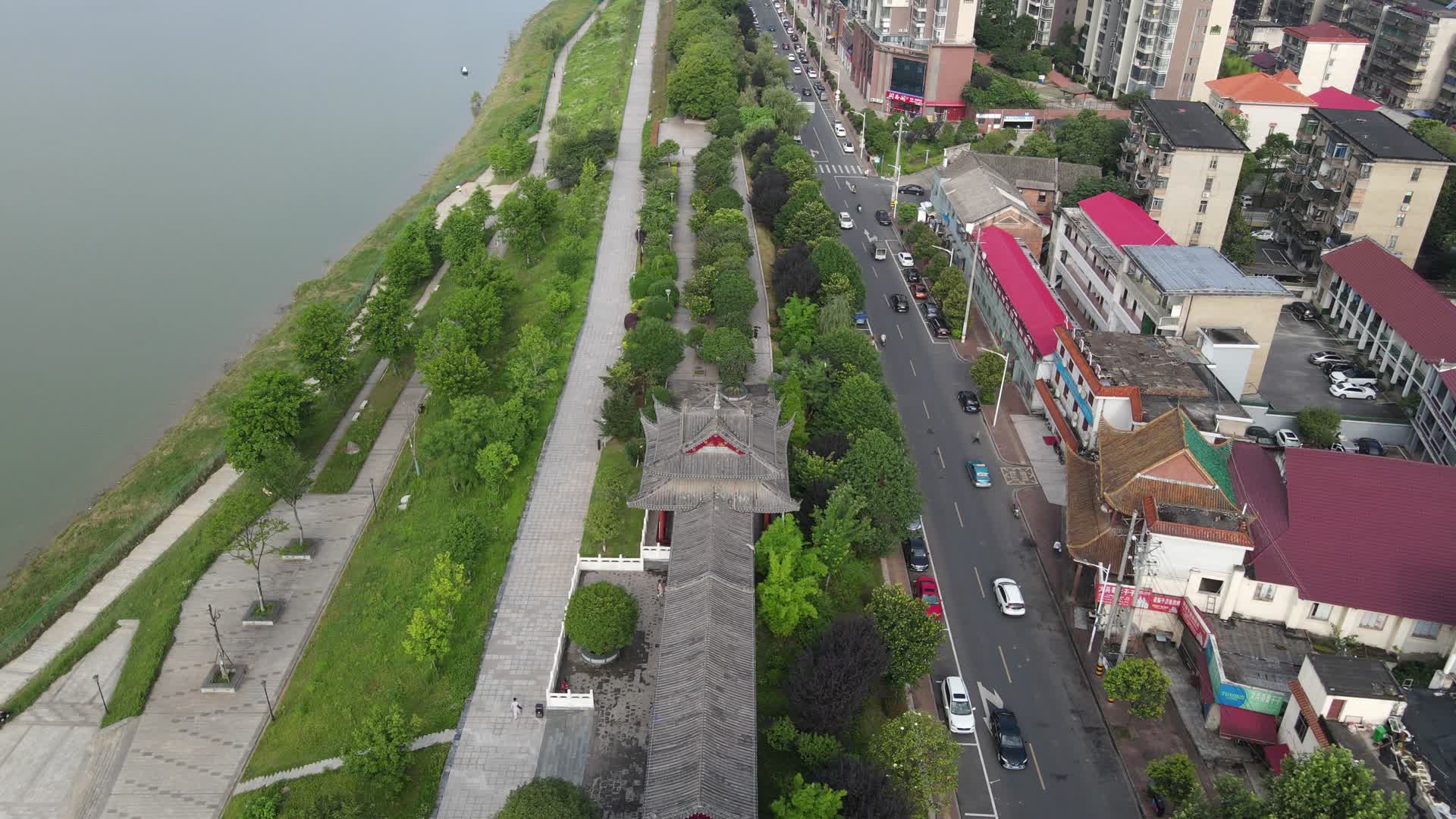 城市航拍湖南益阳文昌阁视频的预览图