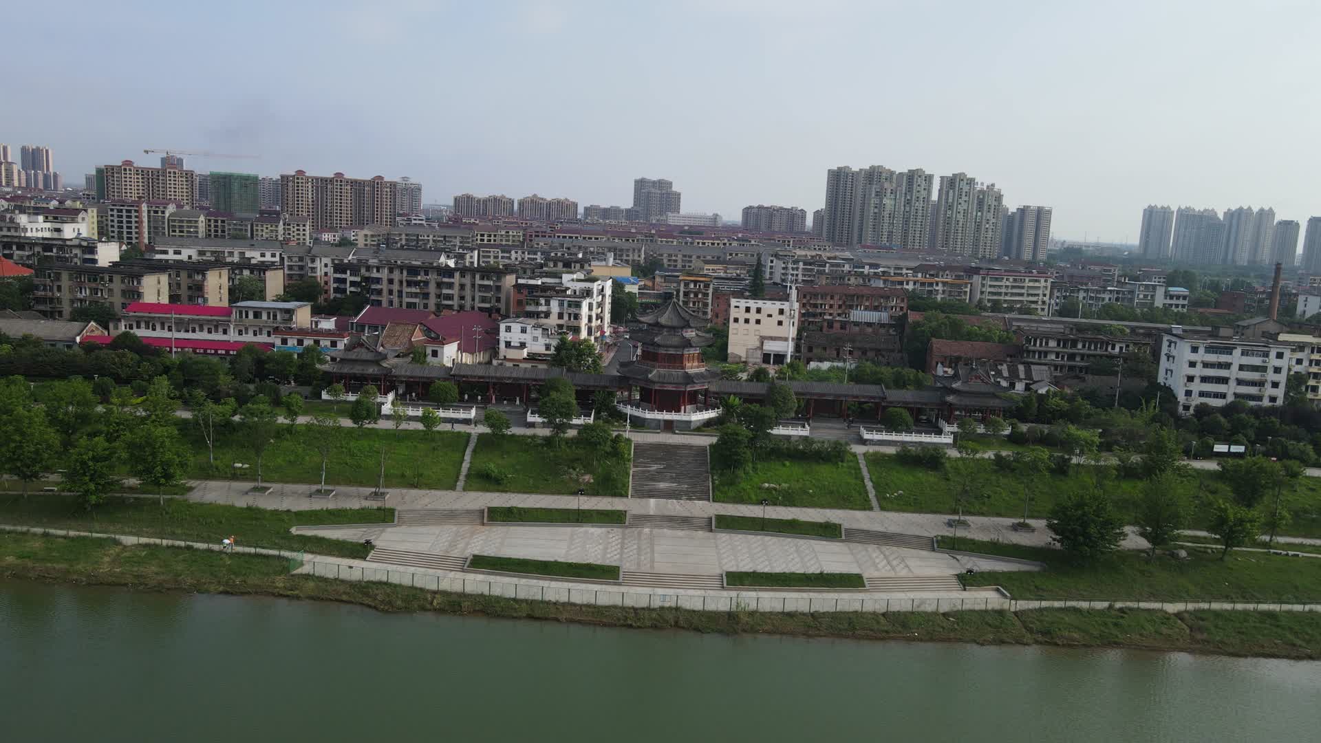 城市航拍湖南益阳文昌阁视频的预览图