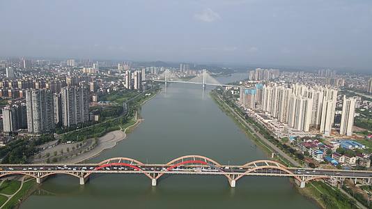 城市航拍湖南益阳资江二桥视频的预览图
