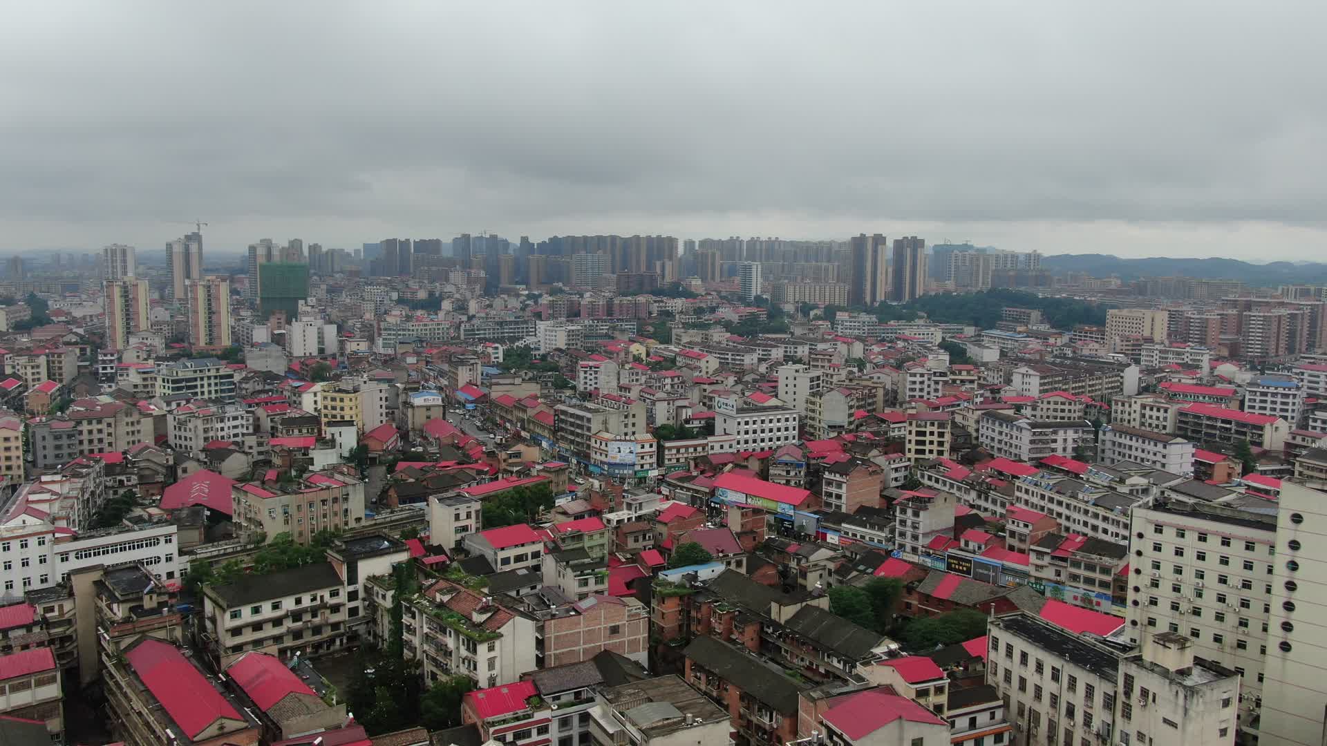 城市航拍湖南双峰县全景视频的预览图