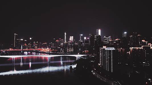 重庆城市建筑夜景灯光航拍延时视频的预览图
