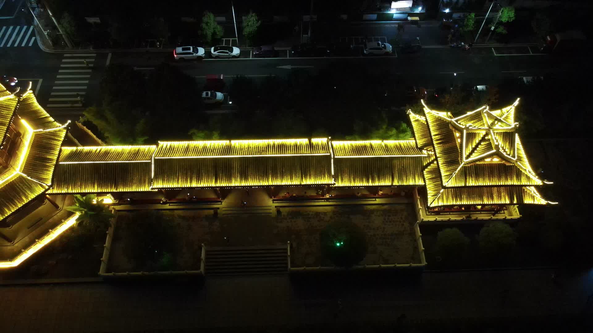 城市航拍湖南益阳文昌阁夜景视频的预览图