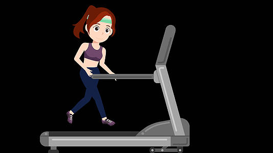 卡通运动女孩跑步机科学健身视频的预览图
