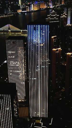 城市航拍湖南长沙金融城市夜景灯光视频的预览图