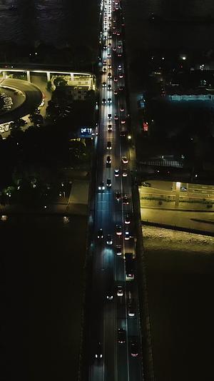 城市航拍湖南长沙五一大道橘子洲大桥夜景竖屏视频的预览图
