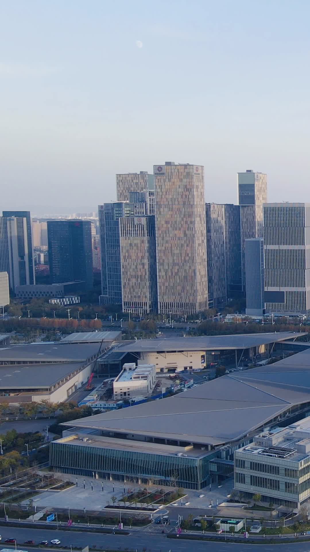 城市航拍南京会展中心竖屏视频的预览图