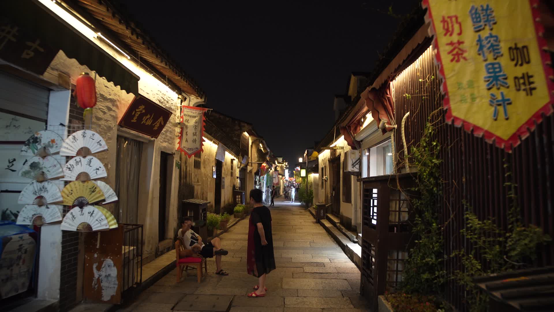 绍兴仓桥直街江南水乡夜景视频的预览图