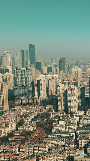 城市航拍南京新街口商务建筑竖屏视频的预览图