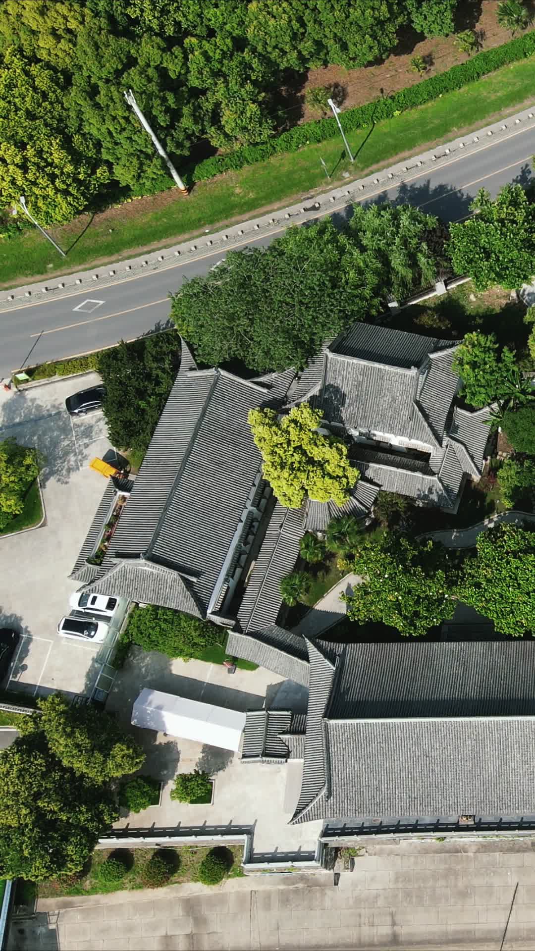 航拍湖北荆州万寿园古塔视频的预览图