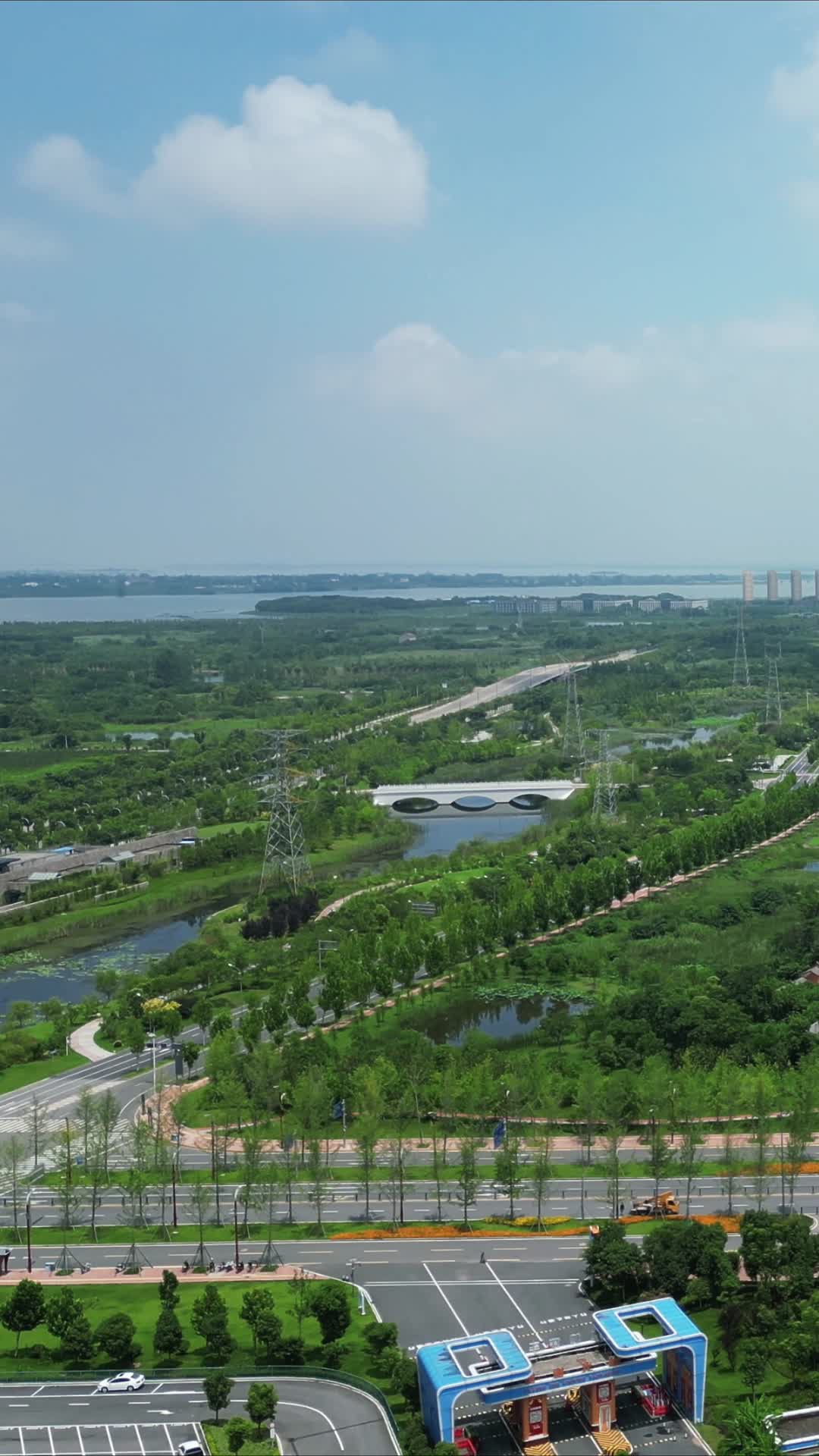 航拍湖北荆州湿地公园视频的预览图