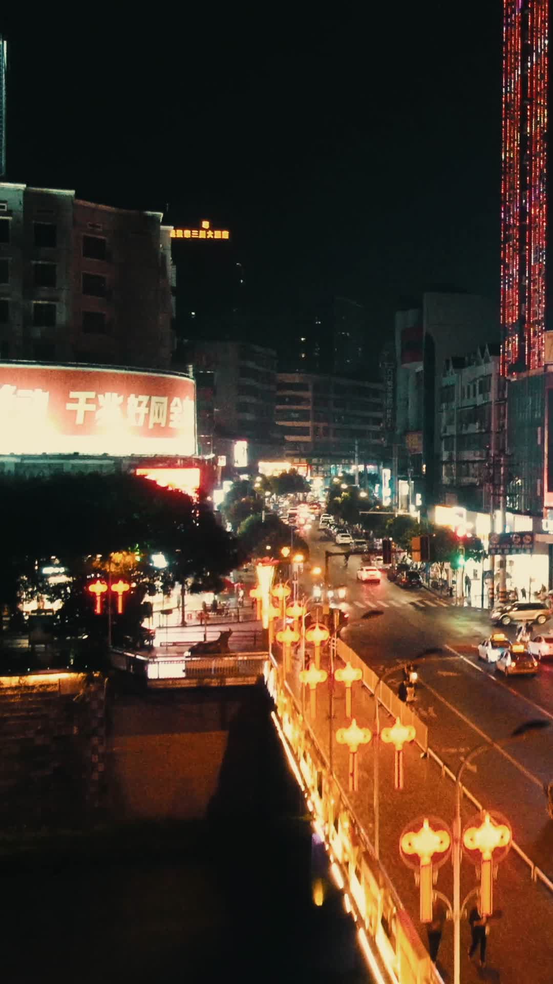 湖南邵阳城市夜景灯光竖屏航拍视频的预览图