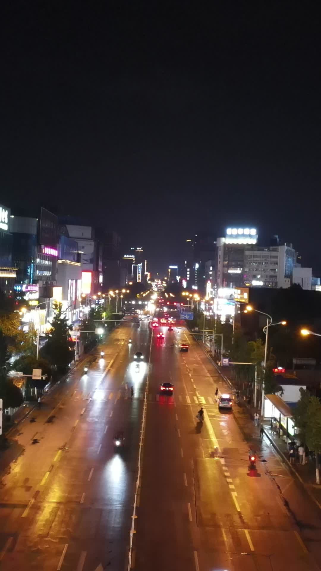 城市航拍湖南岳阳巴陵西路商业街夜景视频的预览图