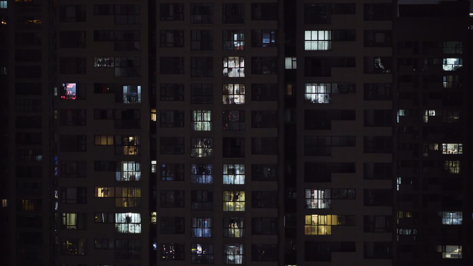 小区住宅区实拍万家灯火视频的预览图