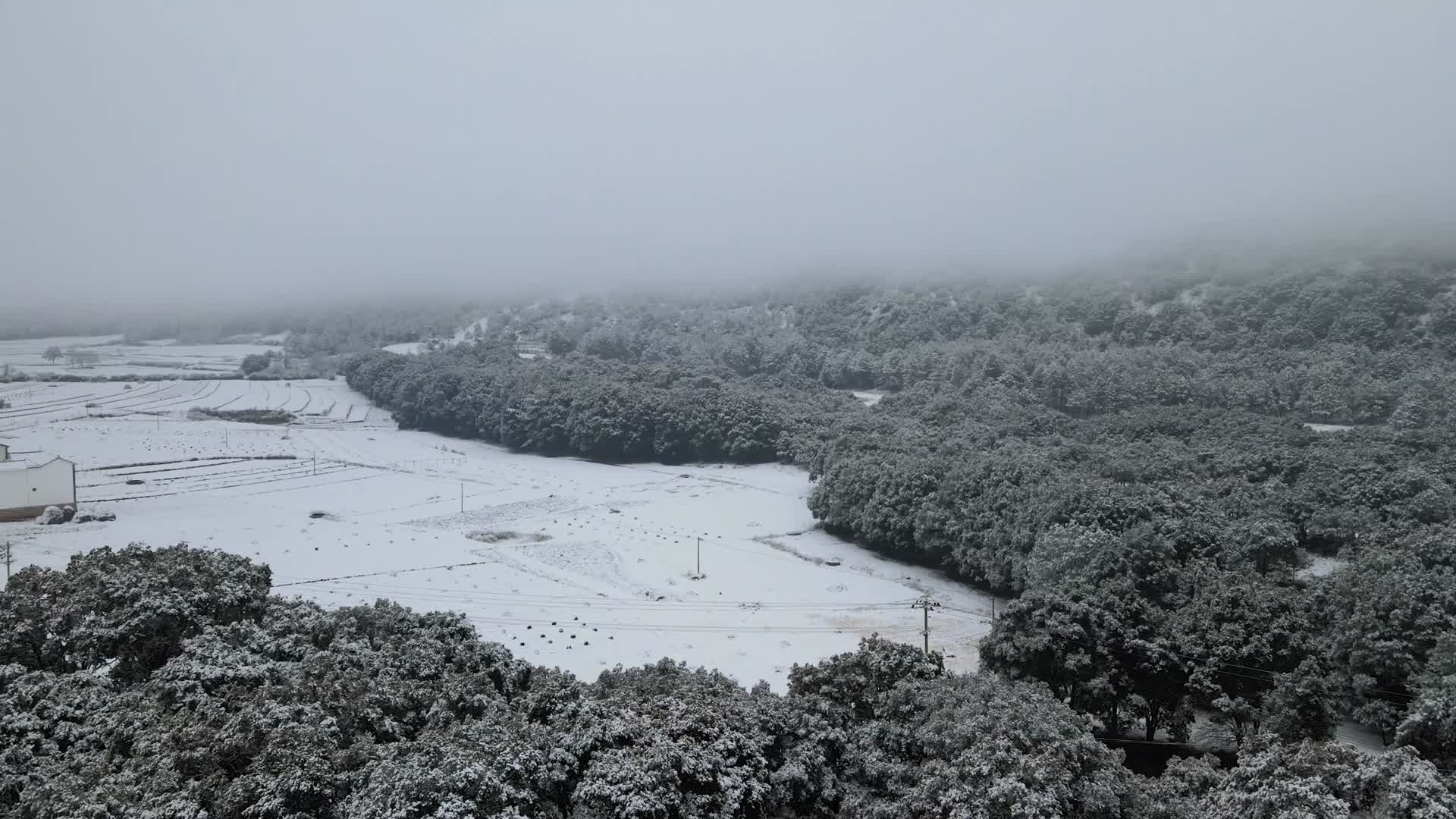 高原山区冬季雪后田园风光视频的预览图